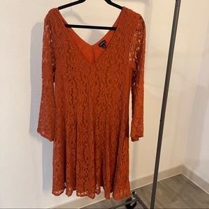Torrid Orange Lace Skater Dress Size 2